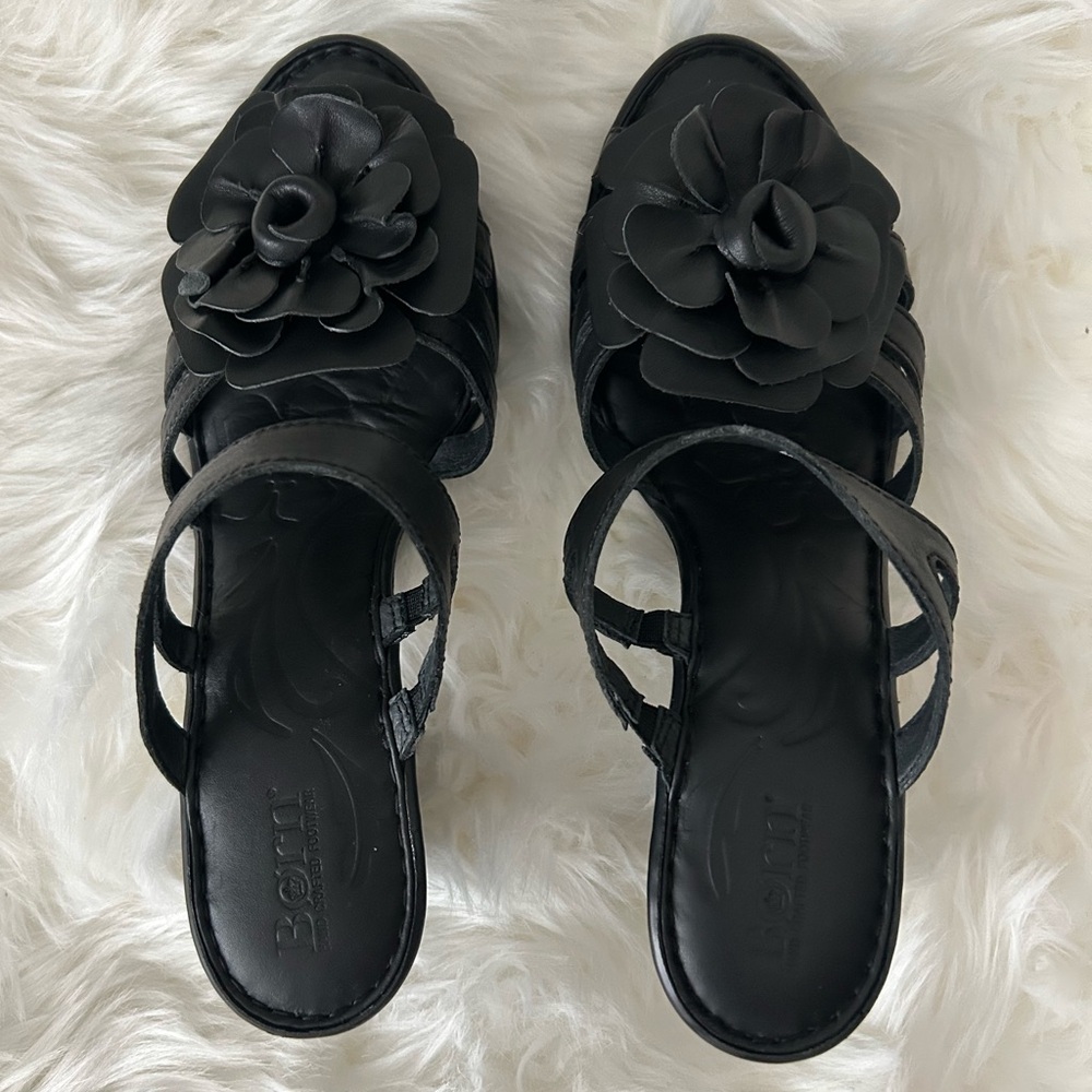 Born Black Floral Mules